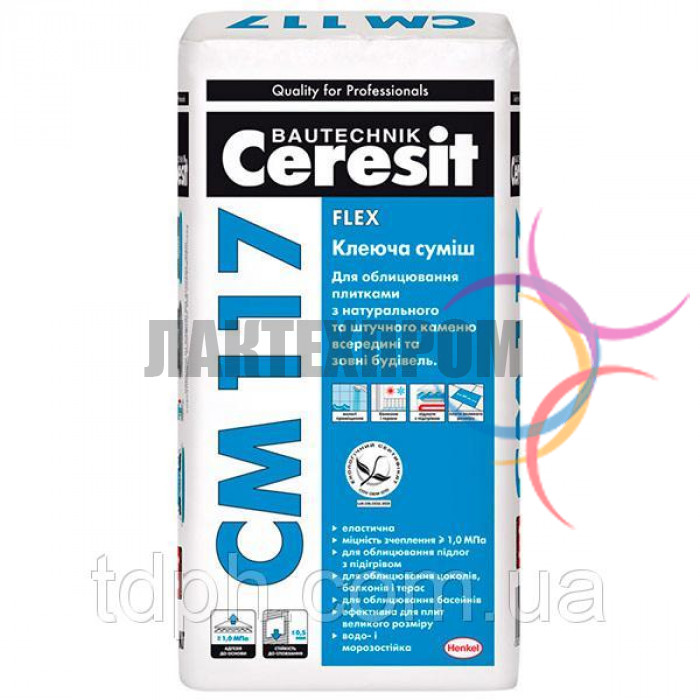 Клей для плитки Ceresit СМ-117 эластичный (25 кг)